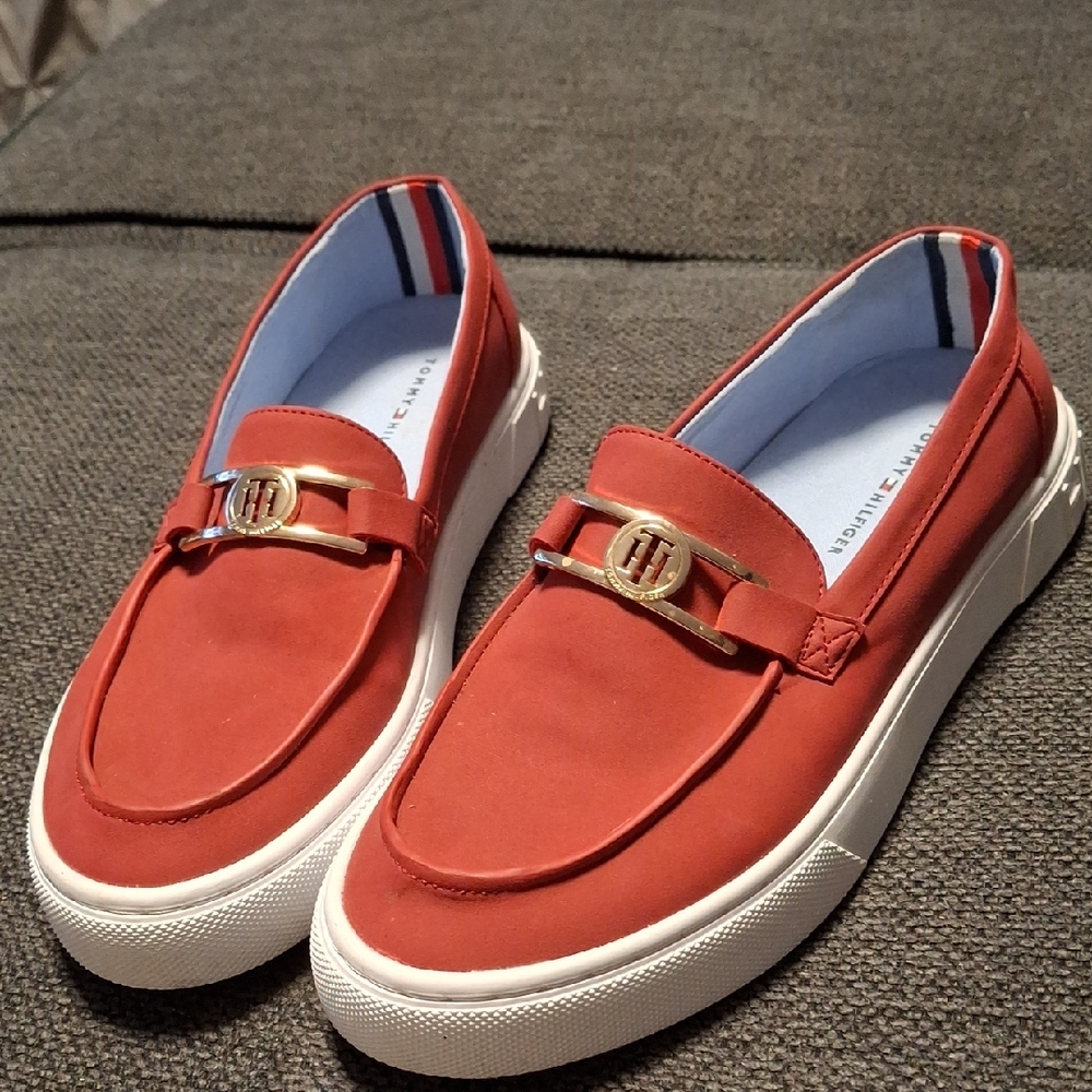 Tommy Hilfiger Men's Red Slip-On Loafers